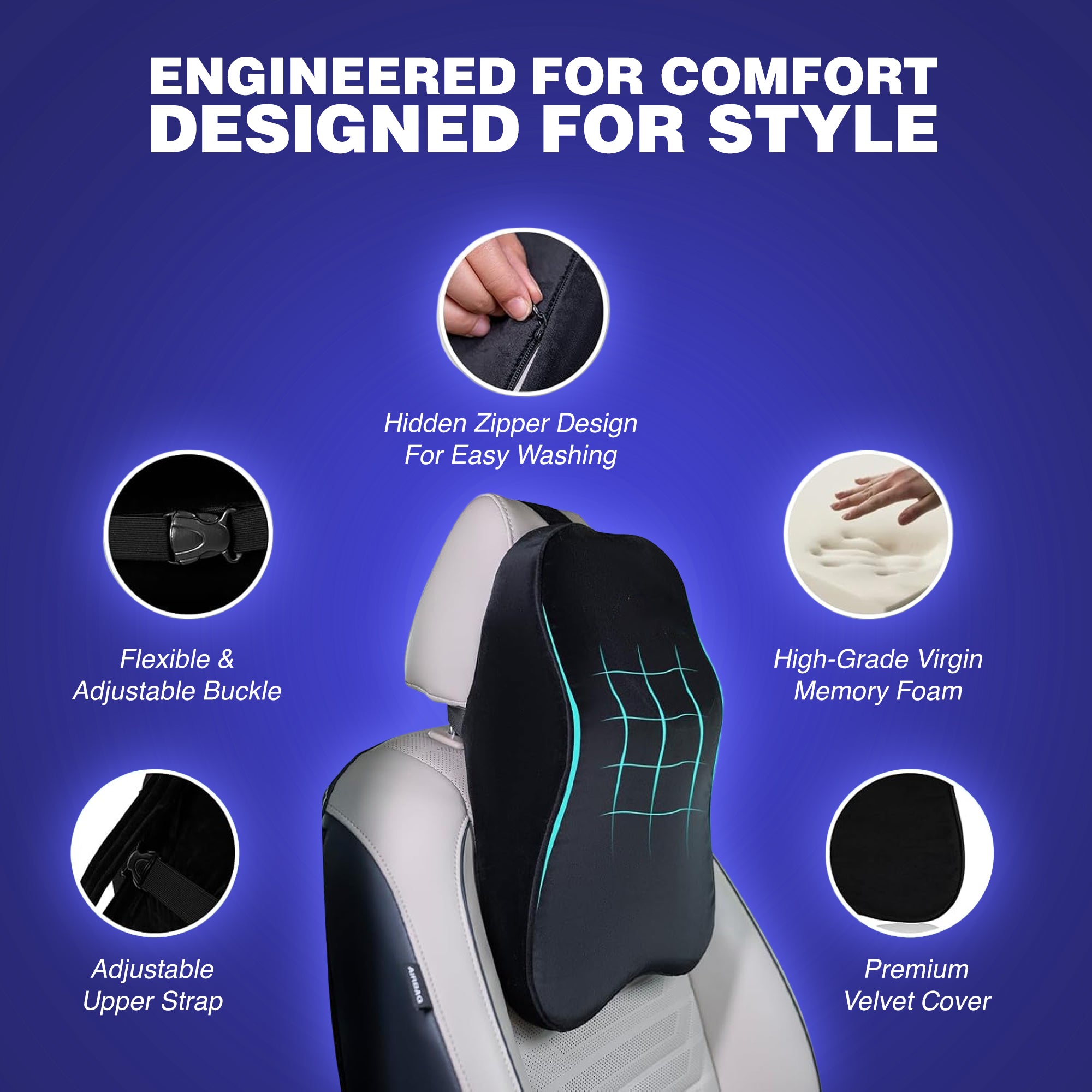 Wellgiver Large Neck Rest Cushion - Black