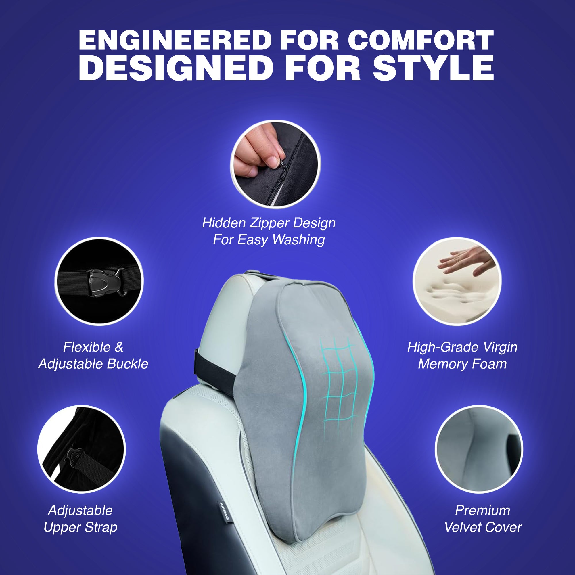 Wellgiver Large Neck Rest Cushion - Grey