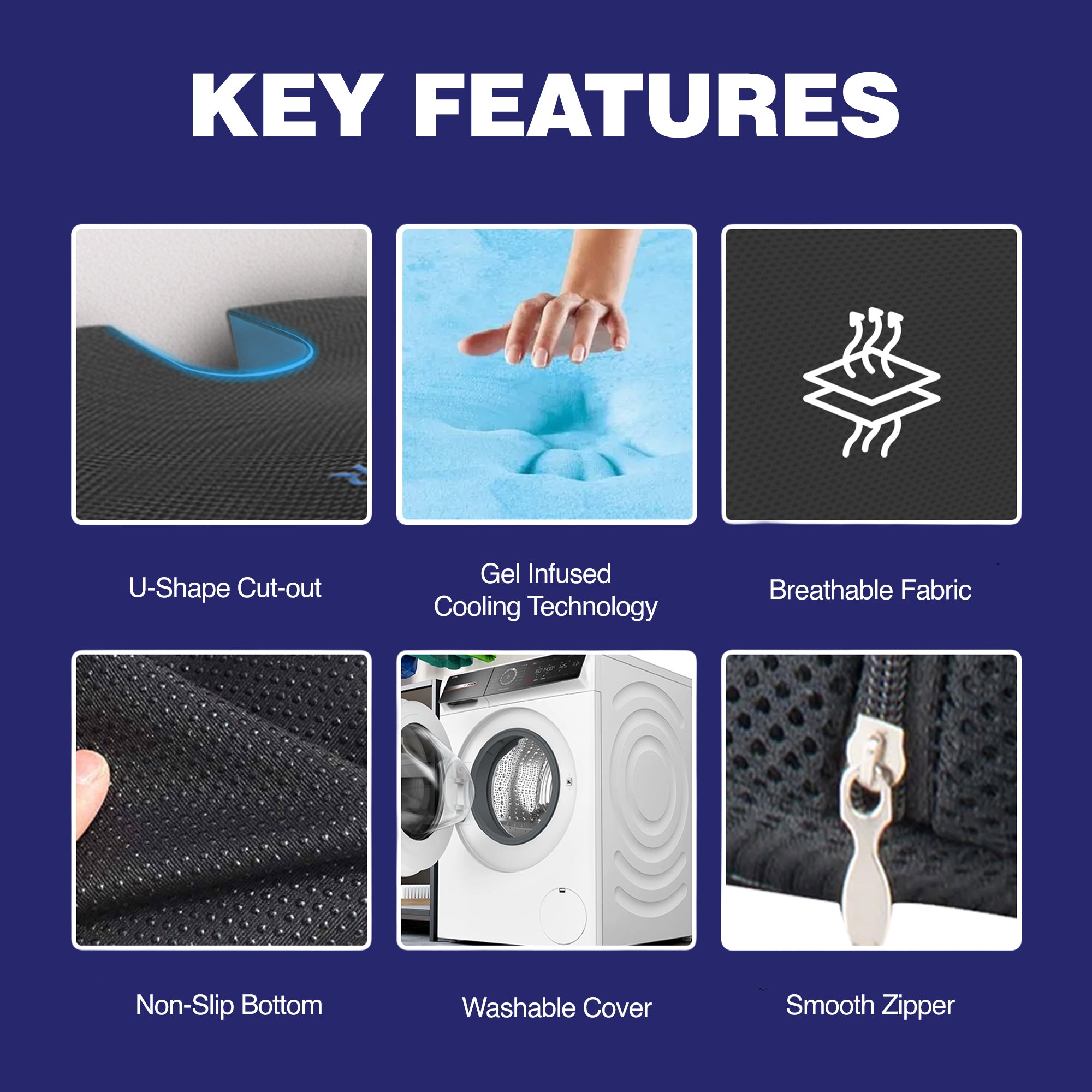 Wellgiver Gel Insfused Memory Foam Coccyx Seat Cushion
