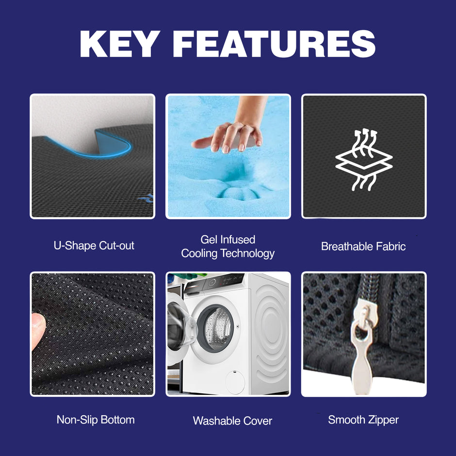 Wellgiver Gel Insfused Memory Foam Coccyx Seat Cushion