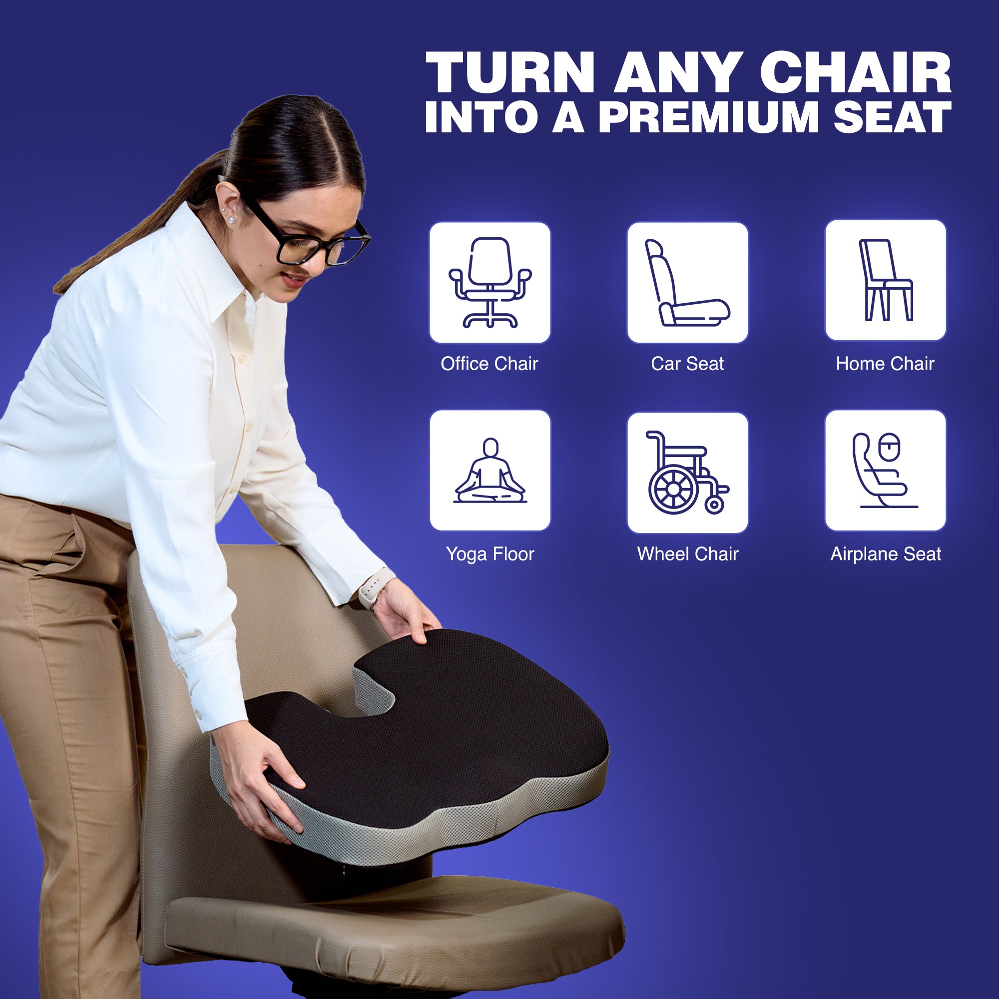 Wellgiver Gel Insfused Memory Foam Coccyx Seat Cushion