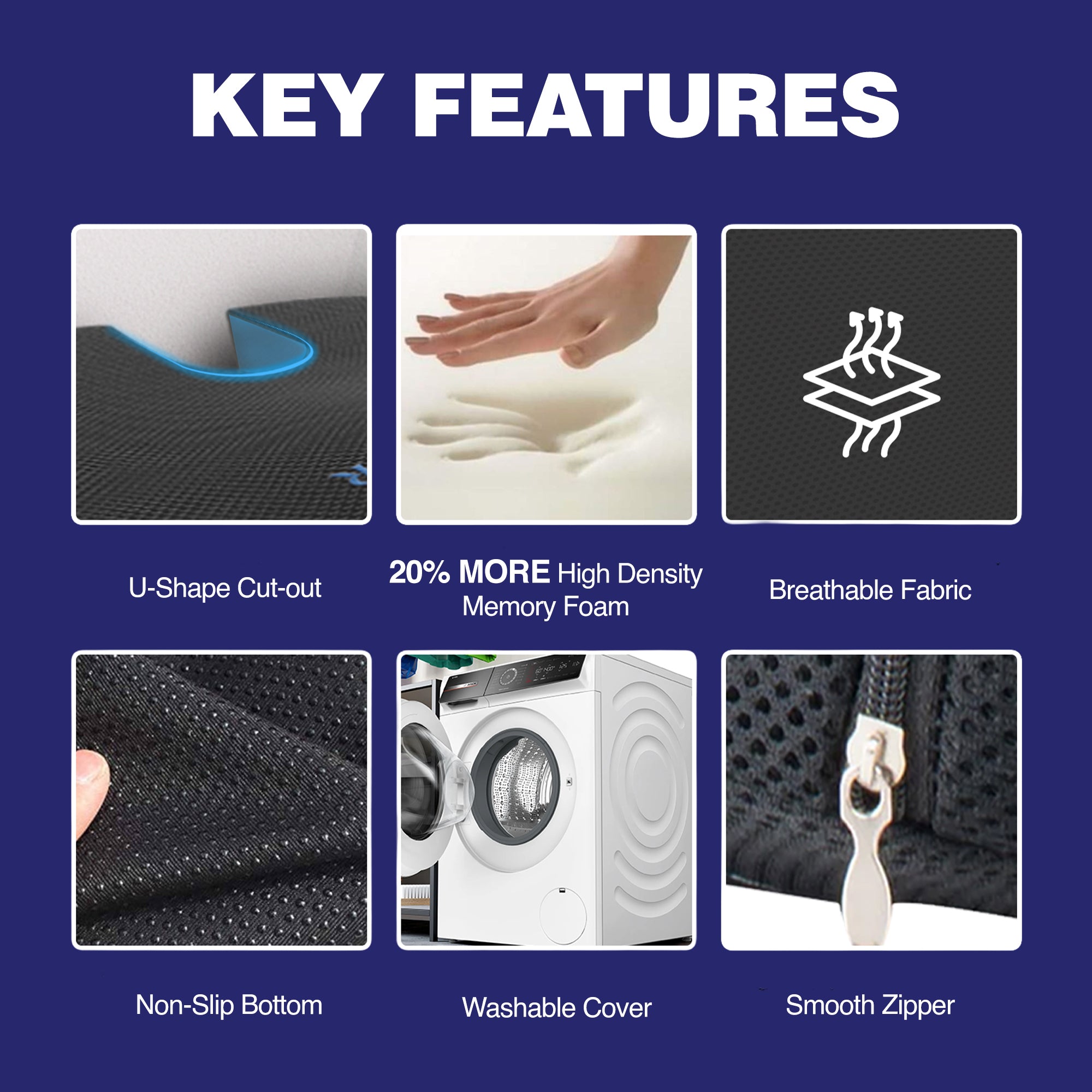 Wellgiver Memory Foam Coccyx Seat Cushion