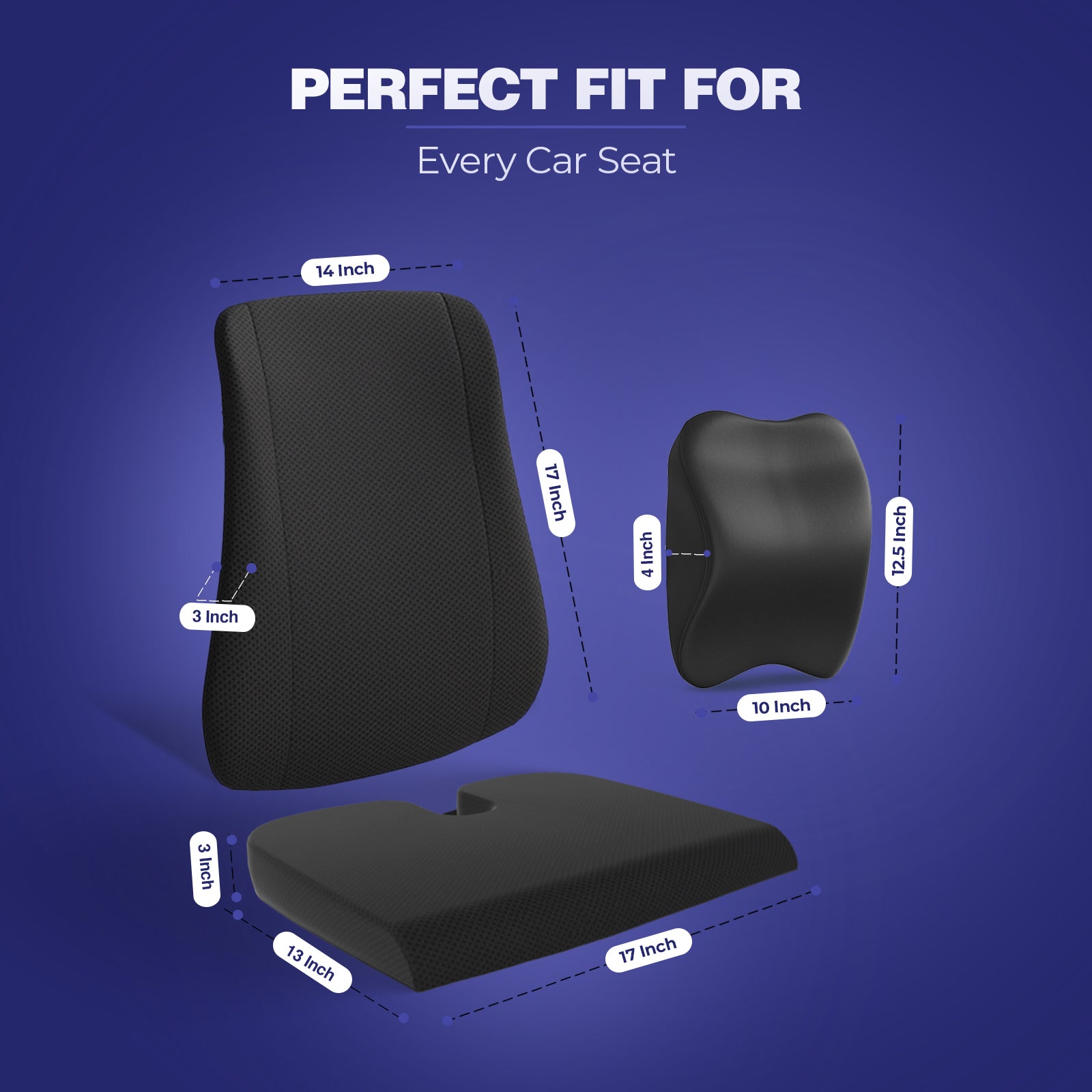 Wellgiver Memory Foam Neck Rest, Back Rest & Seat Cushion Combo