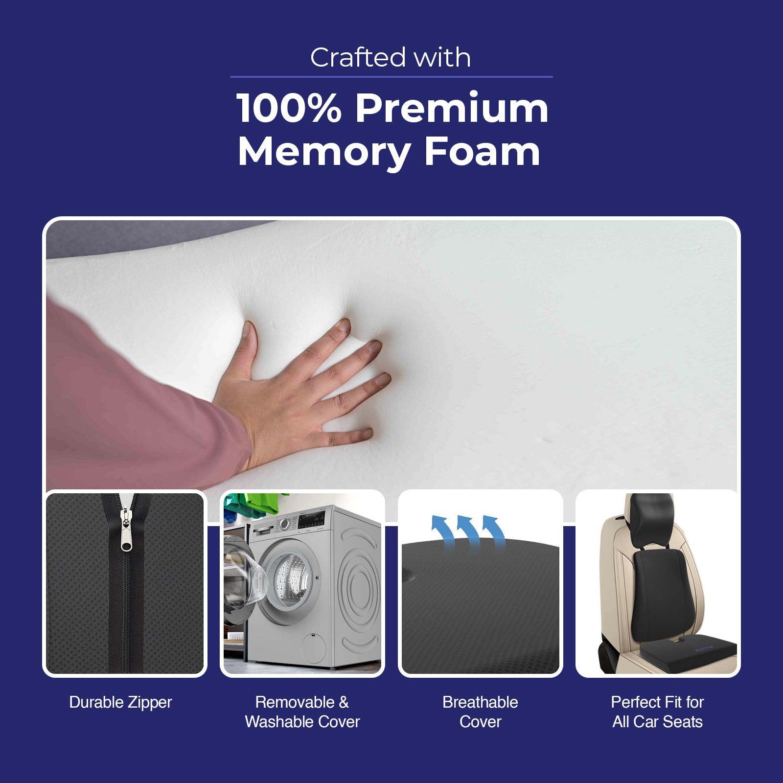 Wellgiver Memory Foam Neck Rest, Back Rest & Seat Cushion Combo