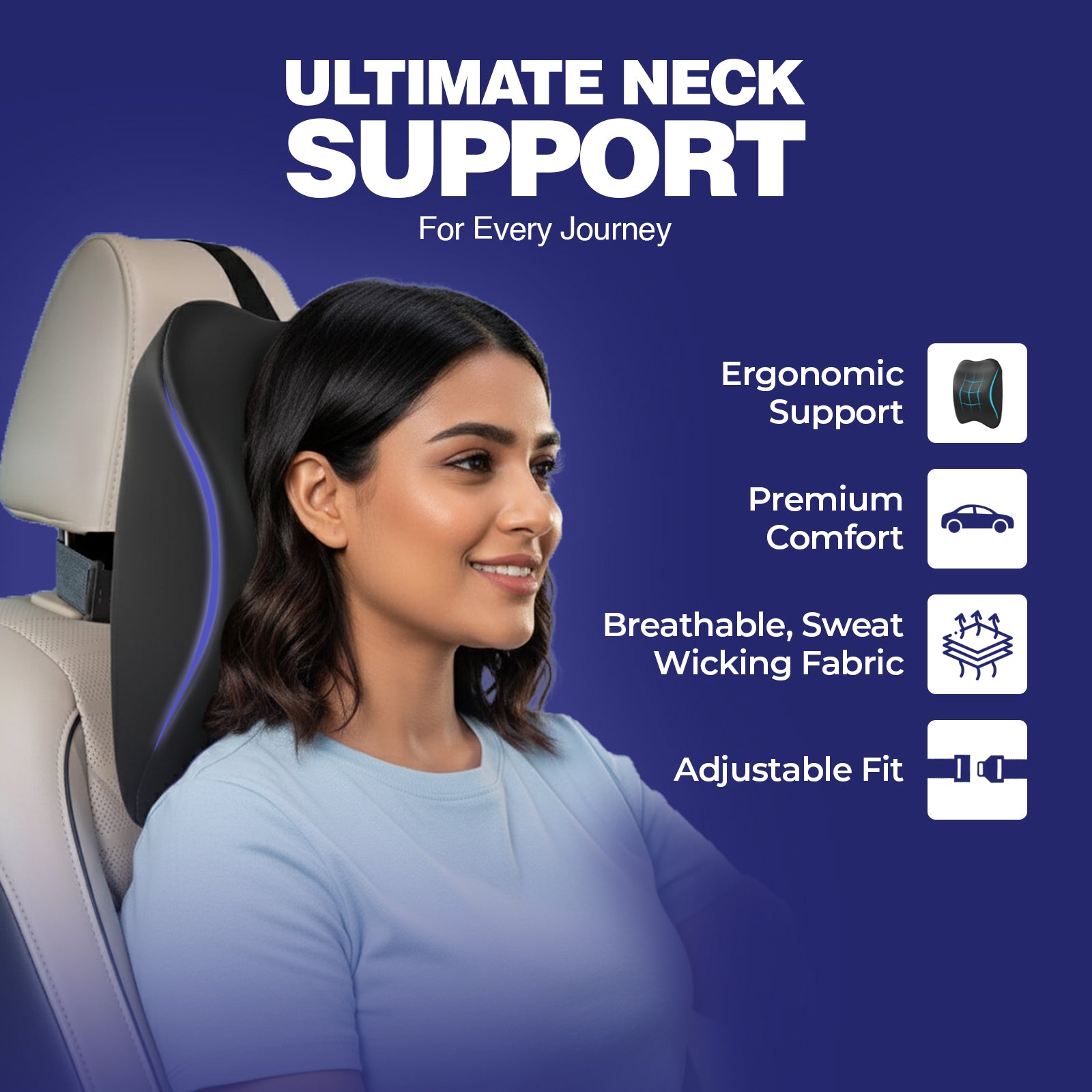 Wellgiver Memory Foam Neck Rest, Back Rest & Seat Cushion Ultimate Combo