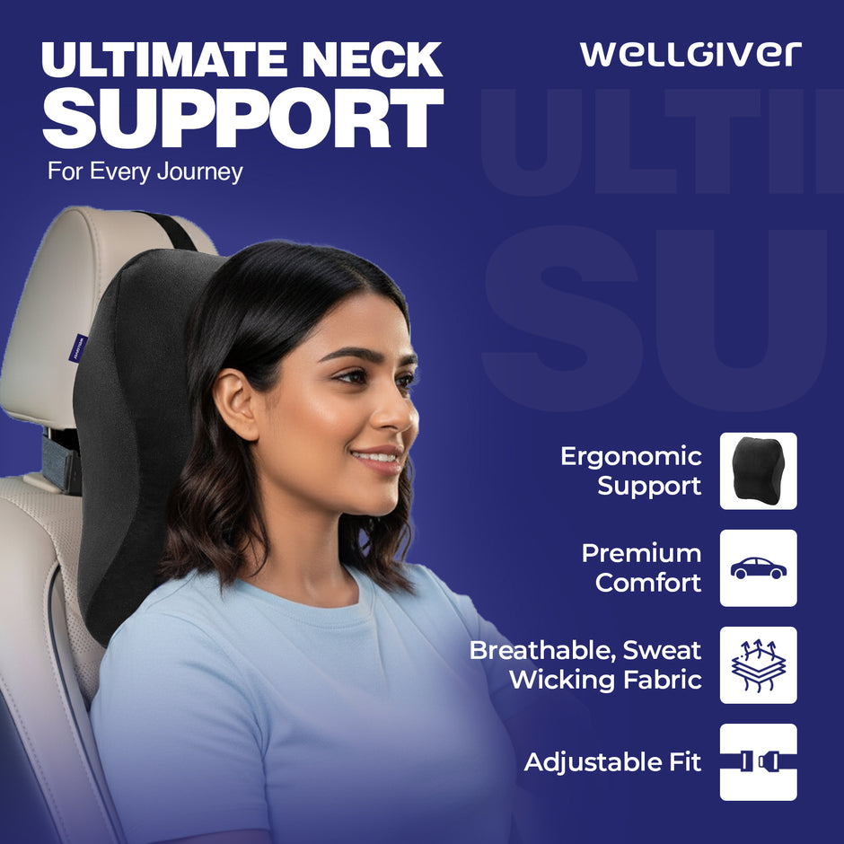 Wellgiver Memory Foam Neck Rest, Back Rest & Seat Cushion Ultimate Combo