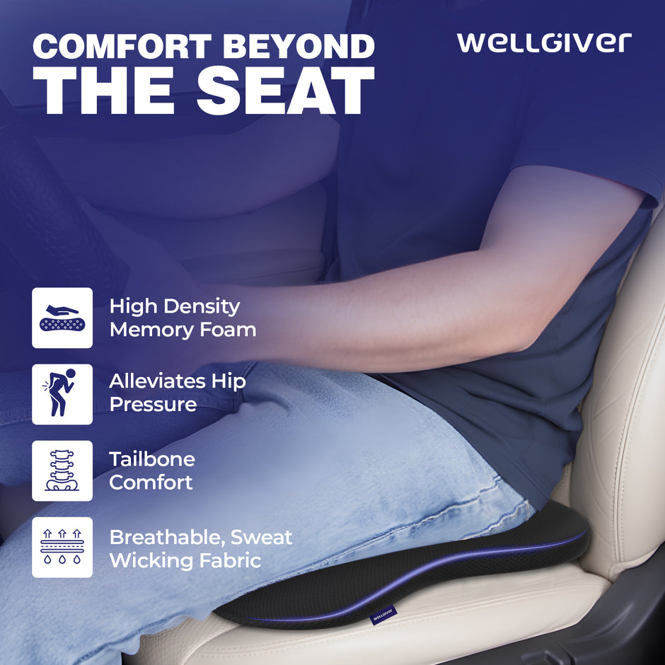 Wellgiver Memory Foam Neck Rest, Back Rest & Seat Cushion Ultimate Combo