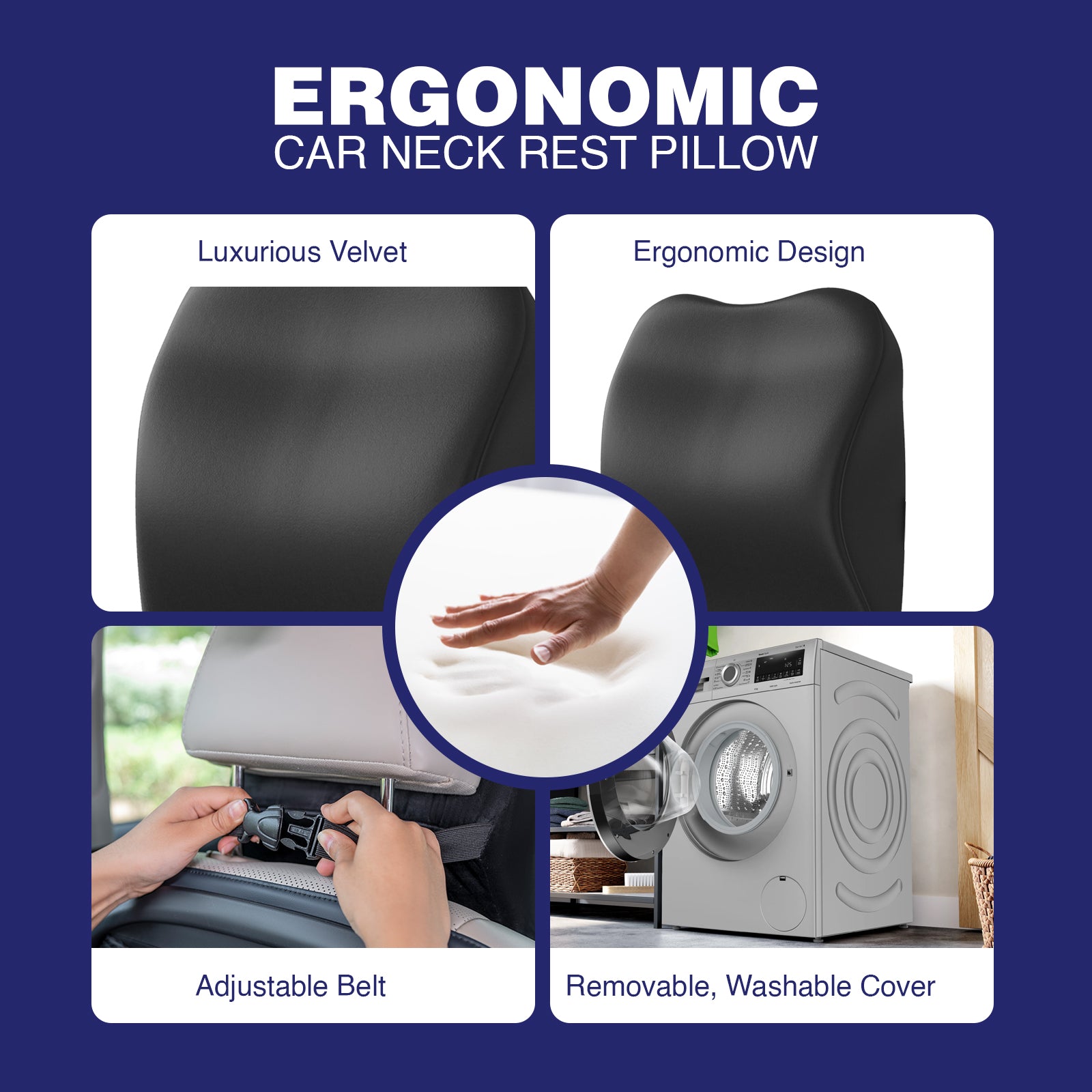 Wellgiver Memory Foam Neck Rest, Back Rest & Seat Cushion Ultimate Combo