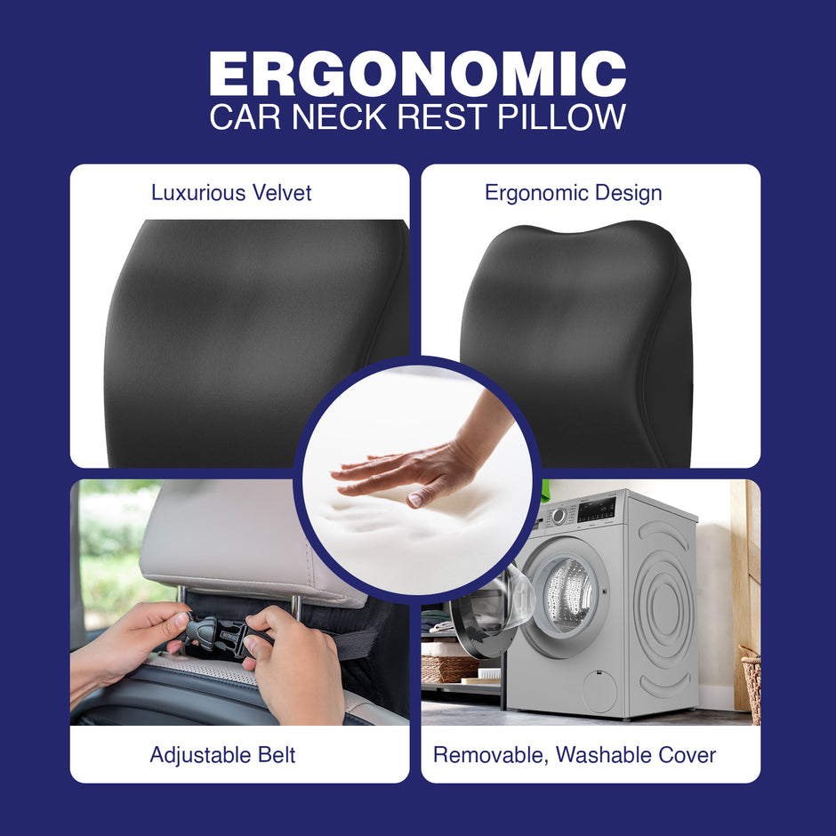 Wellgiver Memory Foam Neck Rest, Back Rest & Seat Cushion Ultimate Combo
