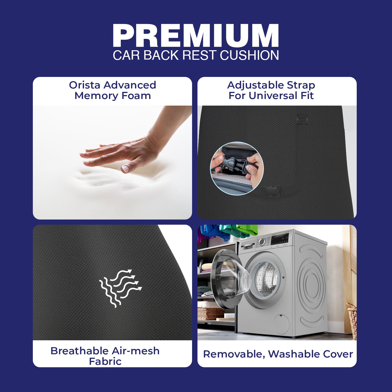 Wellgiver Memory Foam Neck Rest, Back Rest & Seat Cushion Ultimate Combo