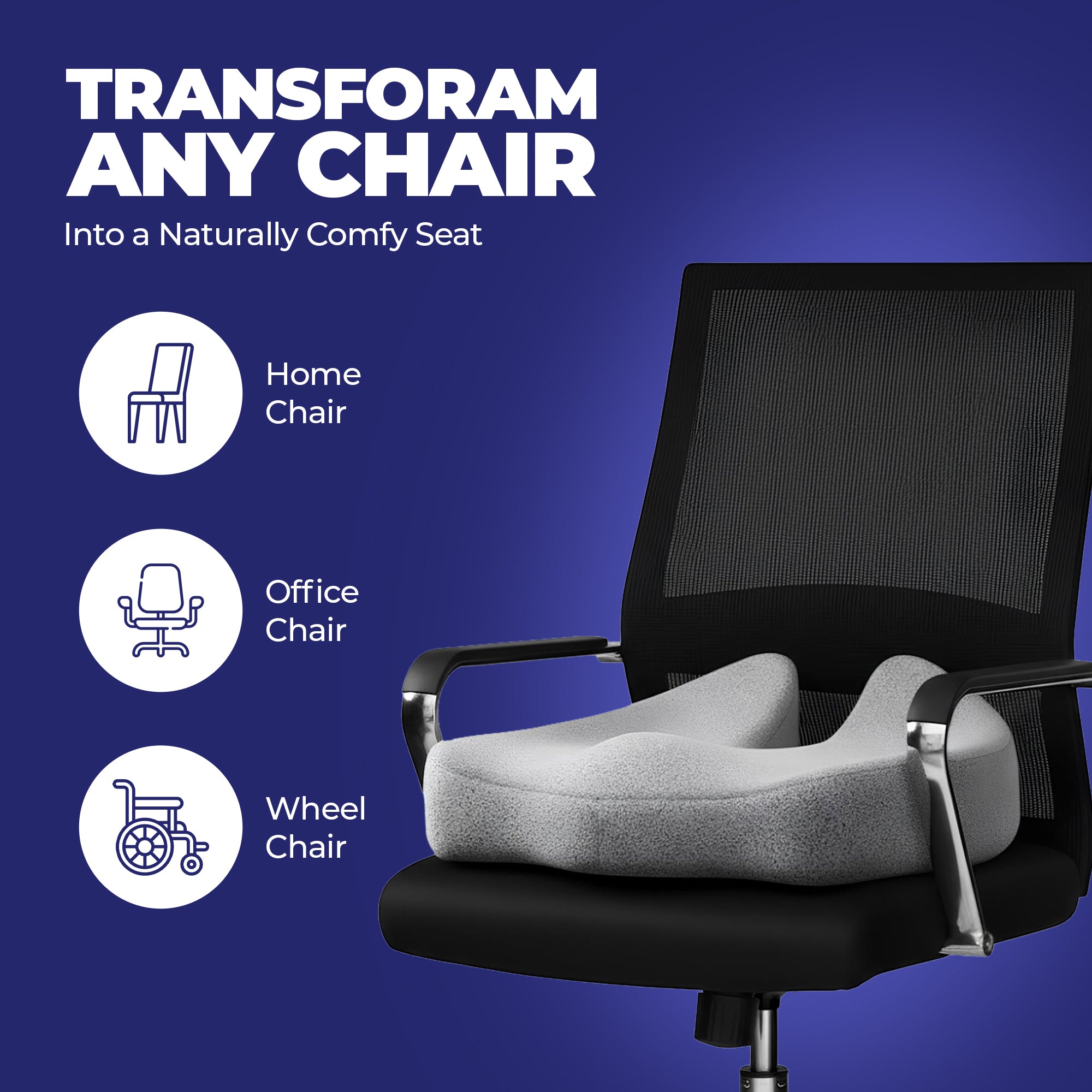 Wellgiver ErgoMax Memory Foam Seat Cushion