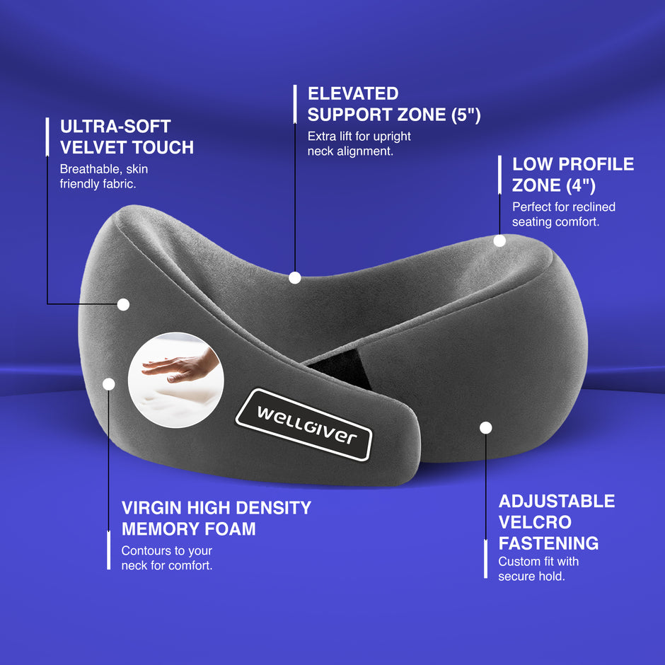 Wellgiver Memory Foam Ultimate Travel Neck Pillow