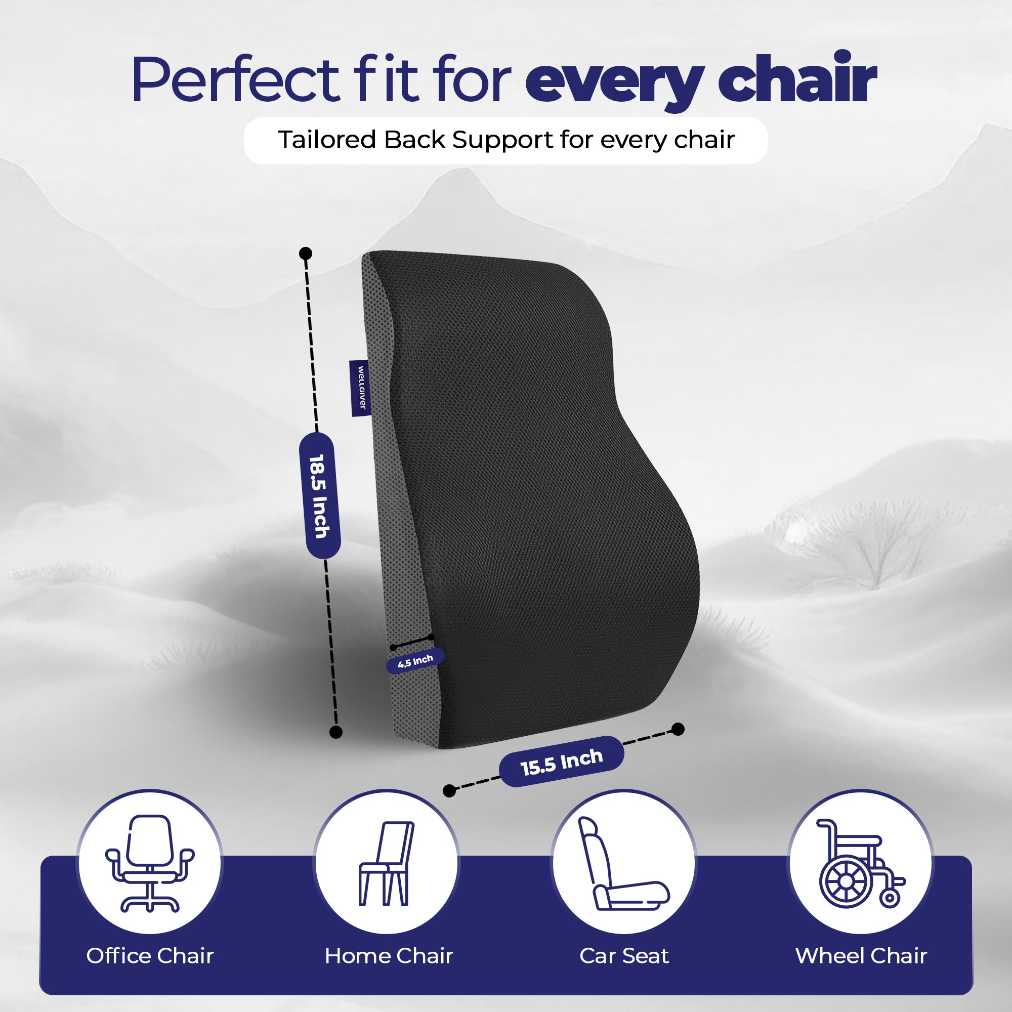 Wellgiver Memory Foam Backrest Support Cuhion