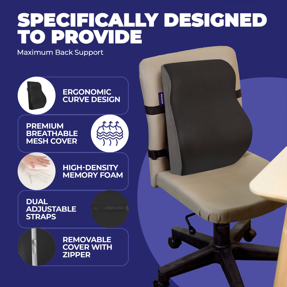Wellgiver Memory Foam Backrest Support Cuhion