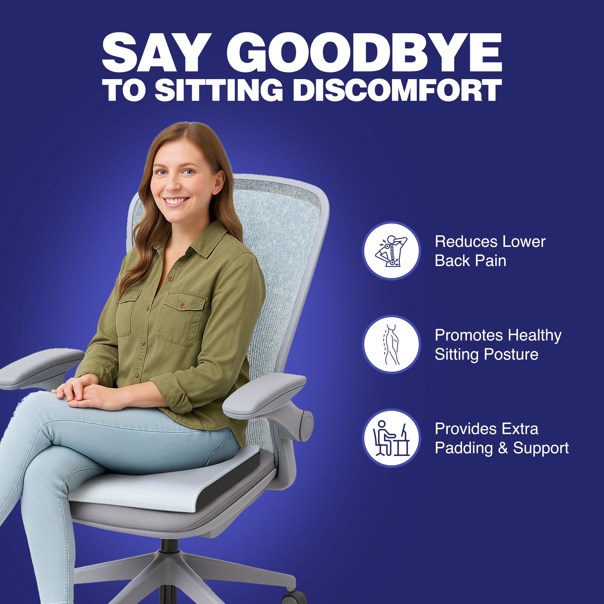 Wellgiver ComfortCloud Memory Foam Seat Cushion
