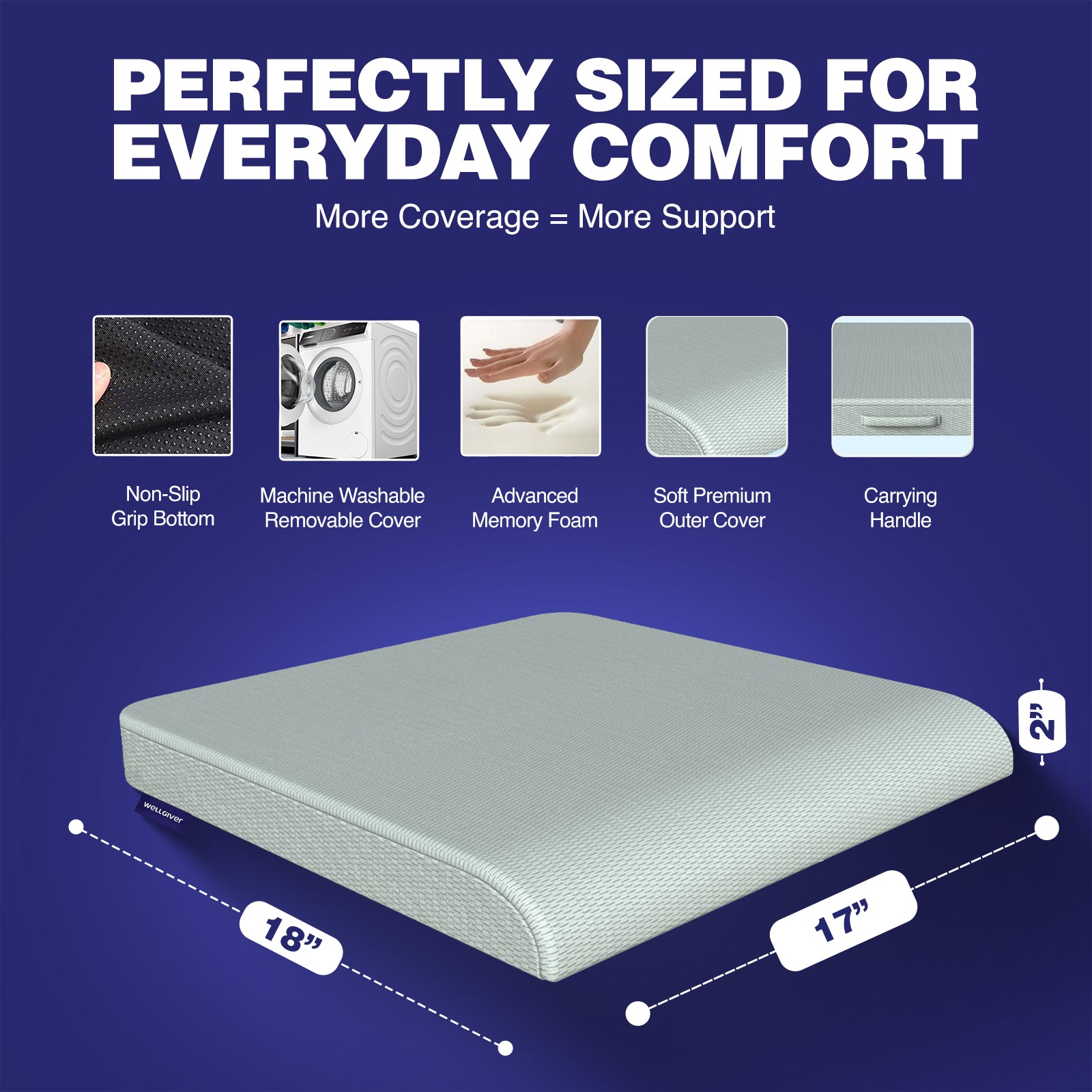 Wellgiver ComfortCloud Memory Foam Seat Cushion