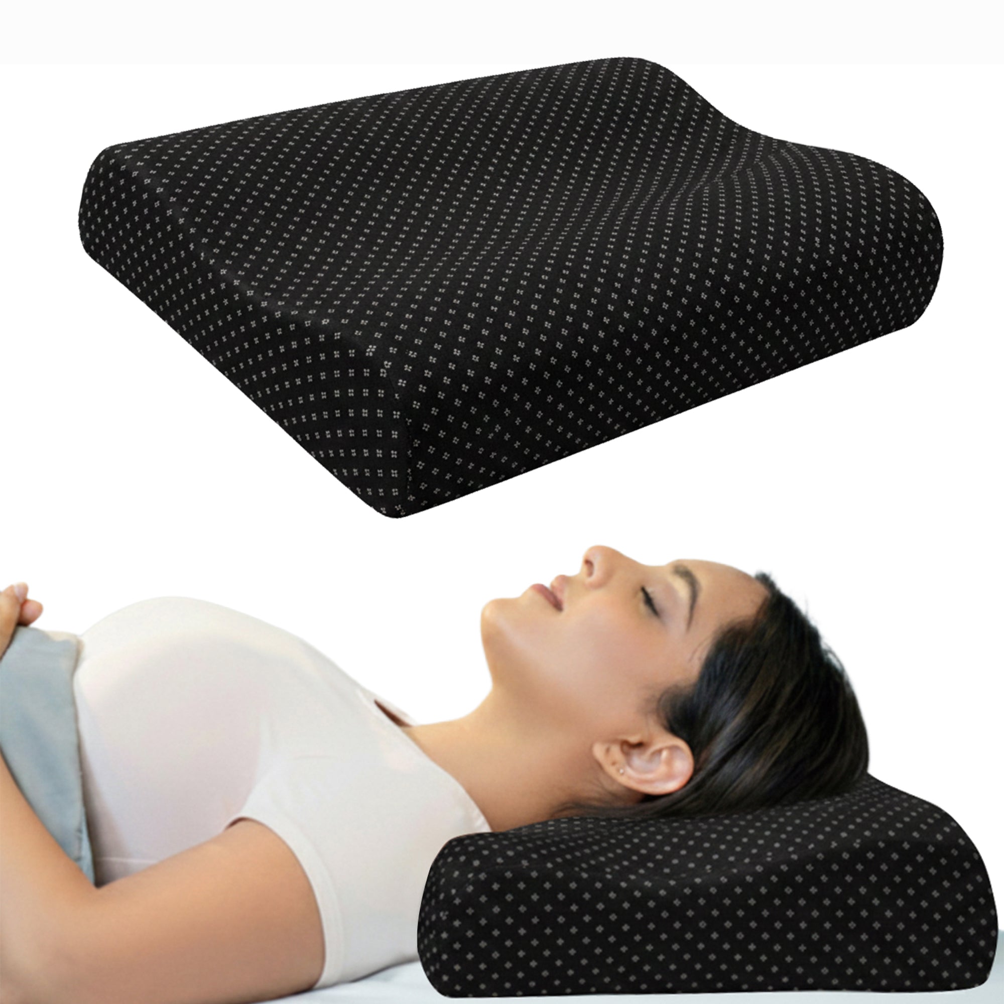 Wellgiver Gel Infused Memory Foam Cervical Pillow - Black