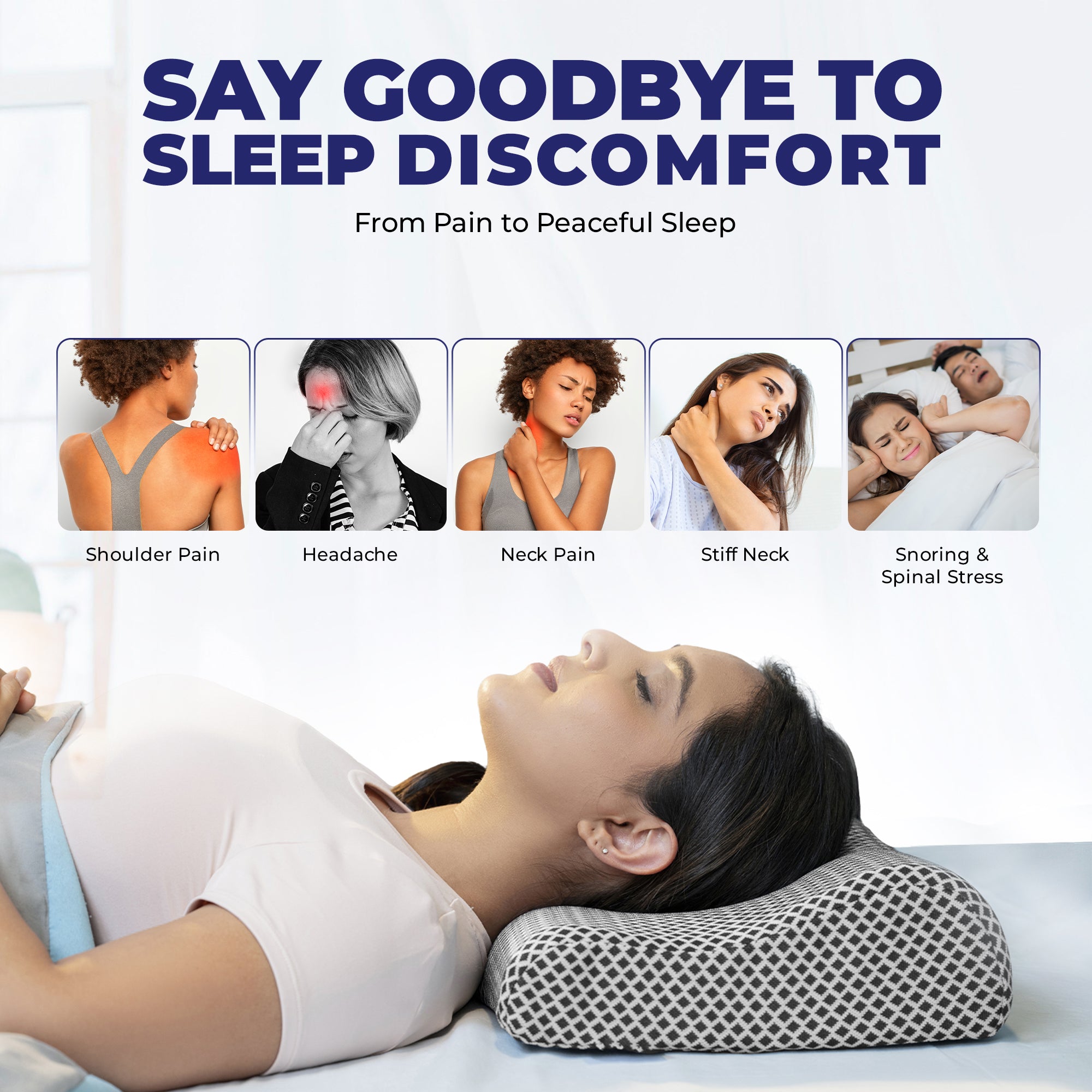 Wellgiver Memory Foam Cervical Pillow - Midnight Blue