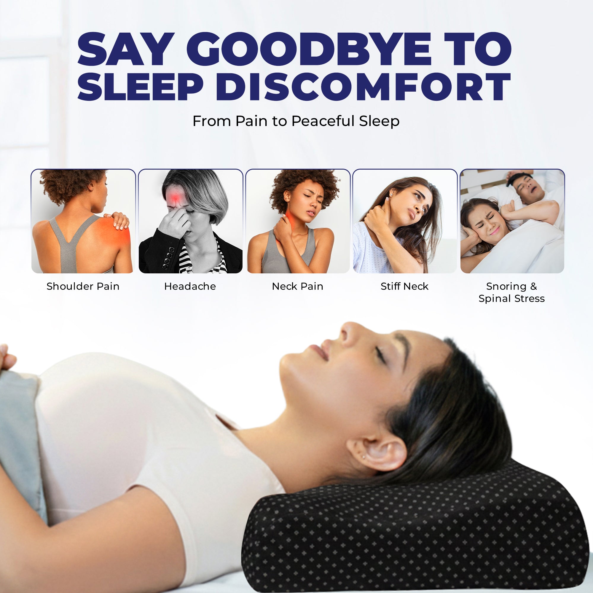 Wellgiver Gel Infused Memory Foam Cervical Pillow - Black