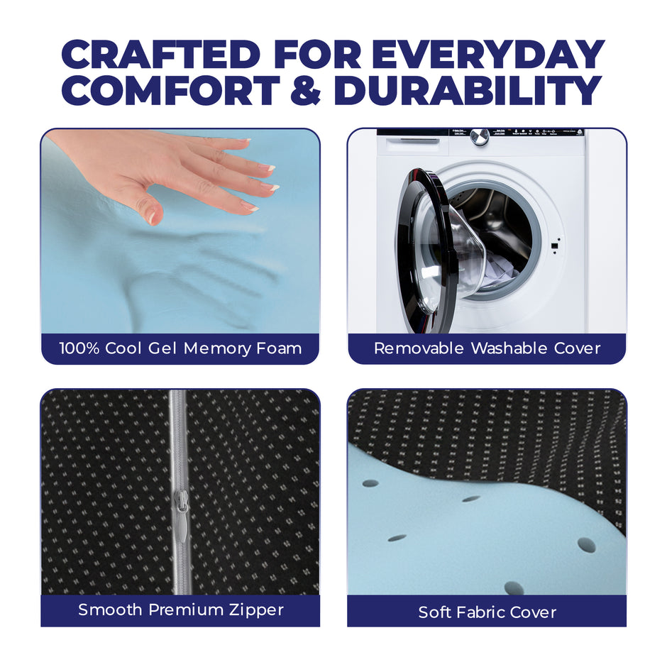 Wellgiver Gel Infused Memory Foam Cervical Pillow - Black