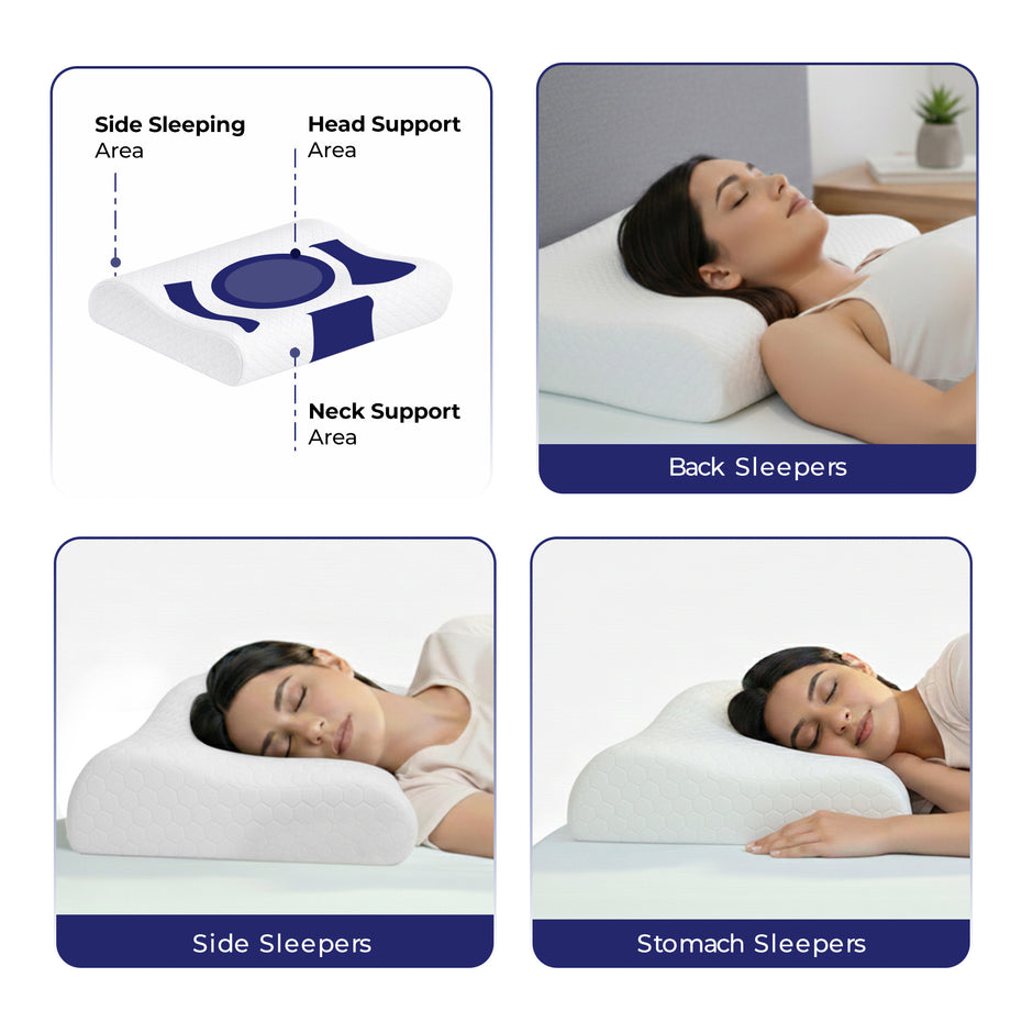 Wellgiver Memory Foam Cervical Pillow - White