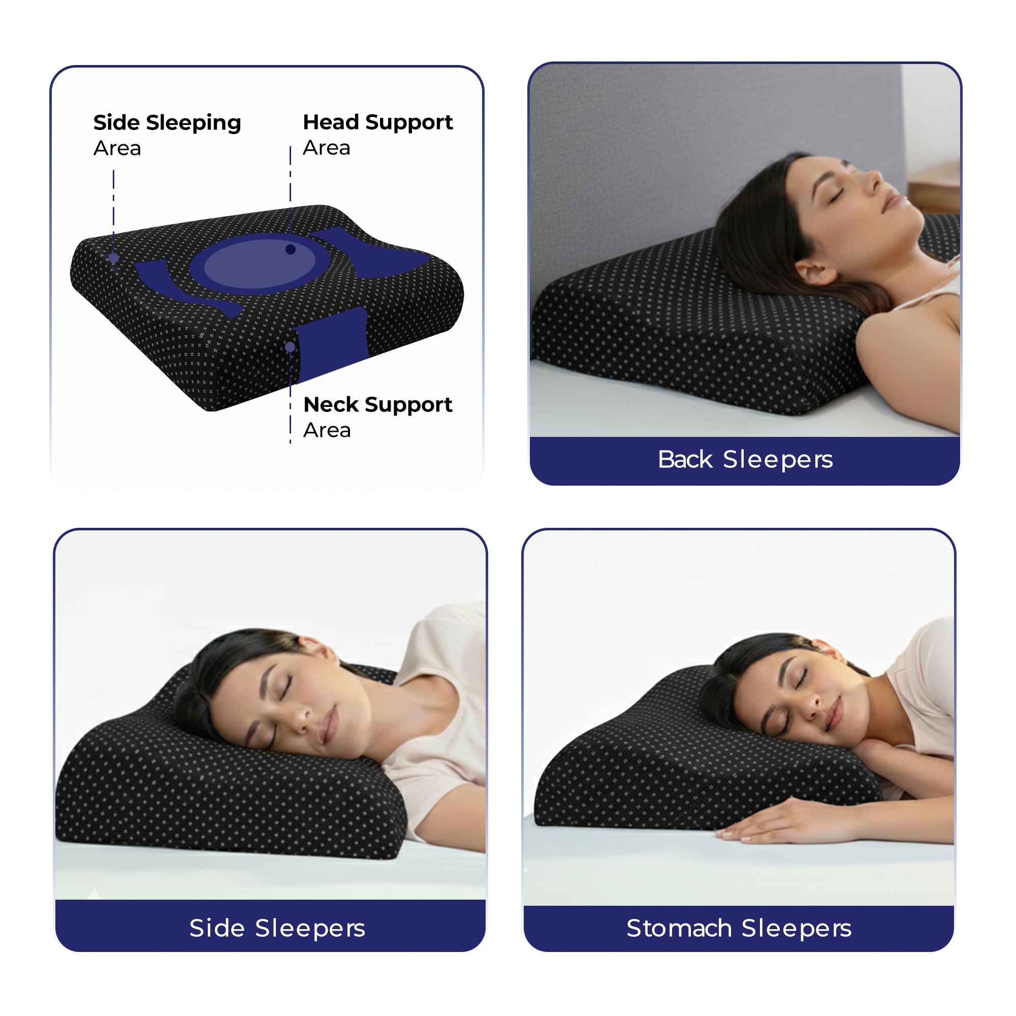 Wellgiver Gel Infused Memory Foam Cervical Pillow - Black