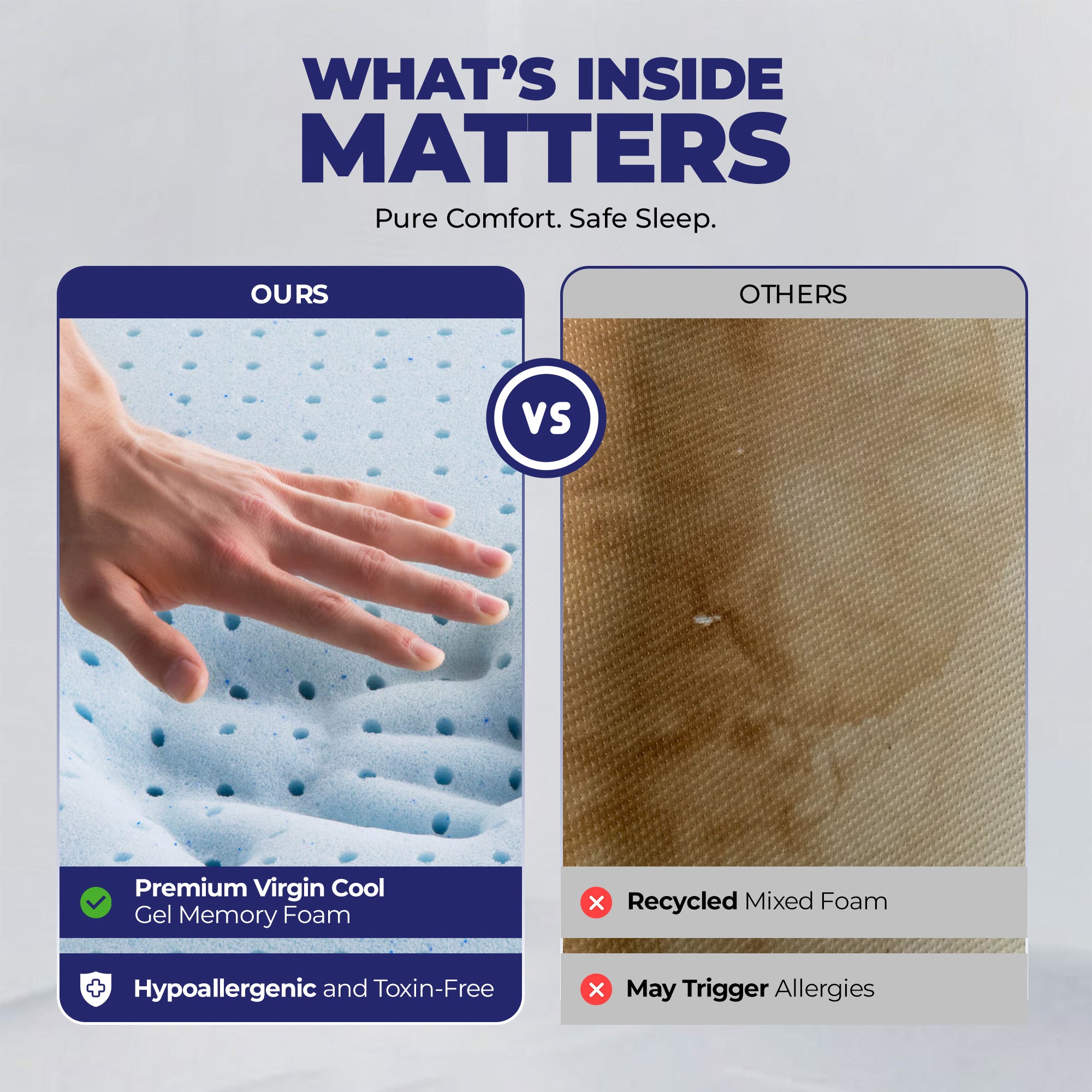 Wellgiver Gel Infused Memory Foam Cervical Pillow - Black