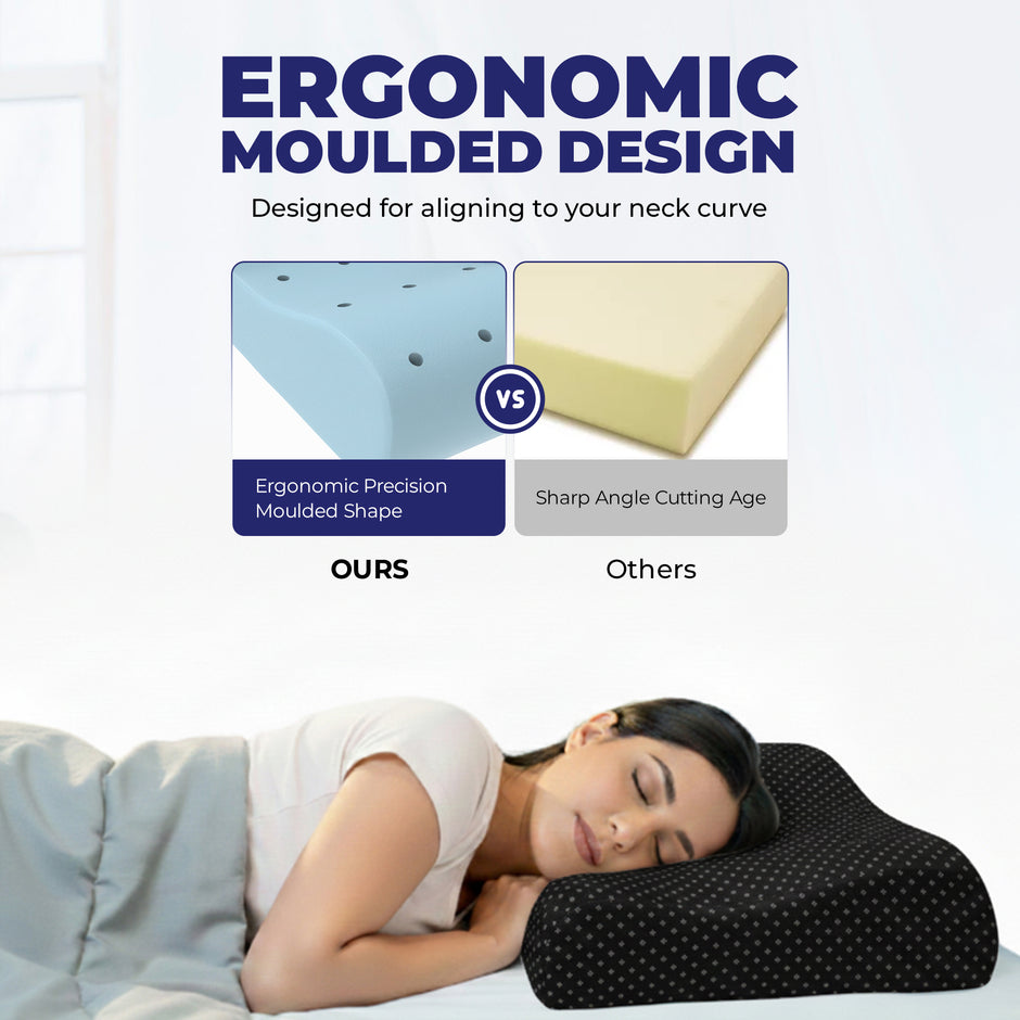 Wellgiver Gel Infused Memory Foam Cervical Pillow - Black