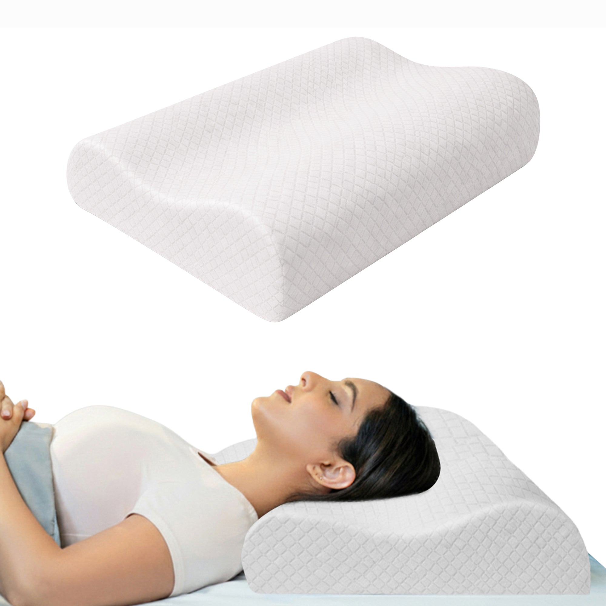 Wellgiver Gel Infused Memory Foam Cervical Pillow - White