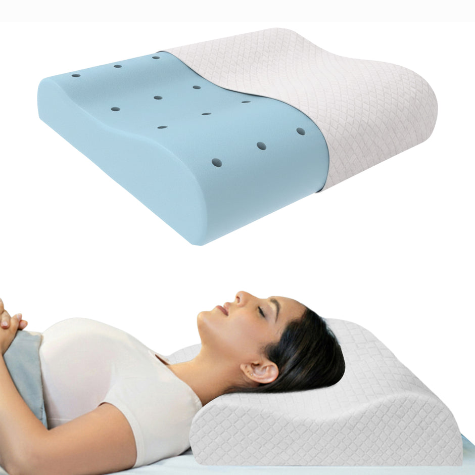 Wellgiver Gel Infused Memory Foam Cervical Pillow - White