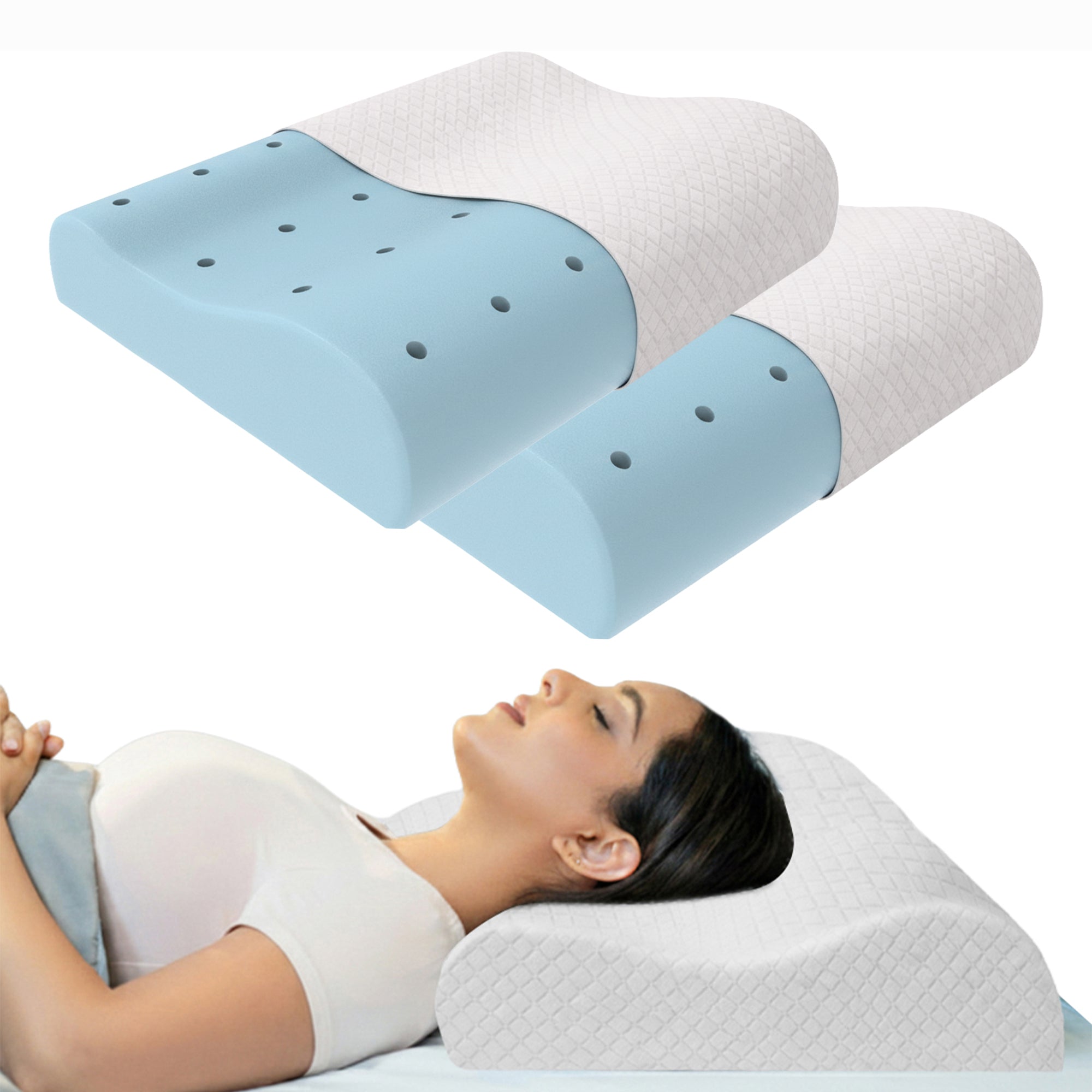 Wellgiver Gel Infused Memory Foam Cervical Pillow - White