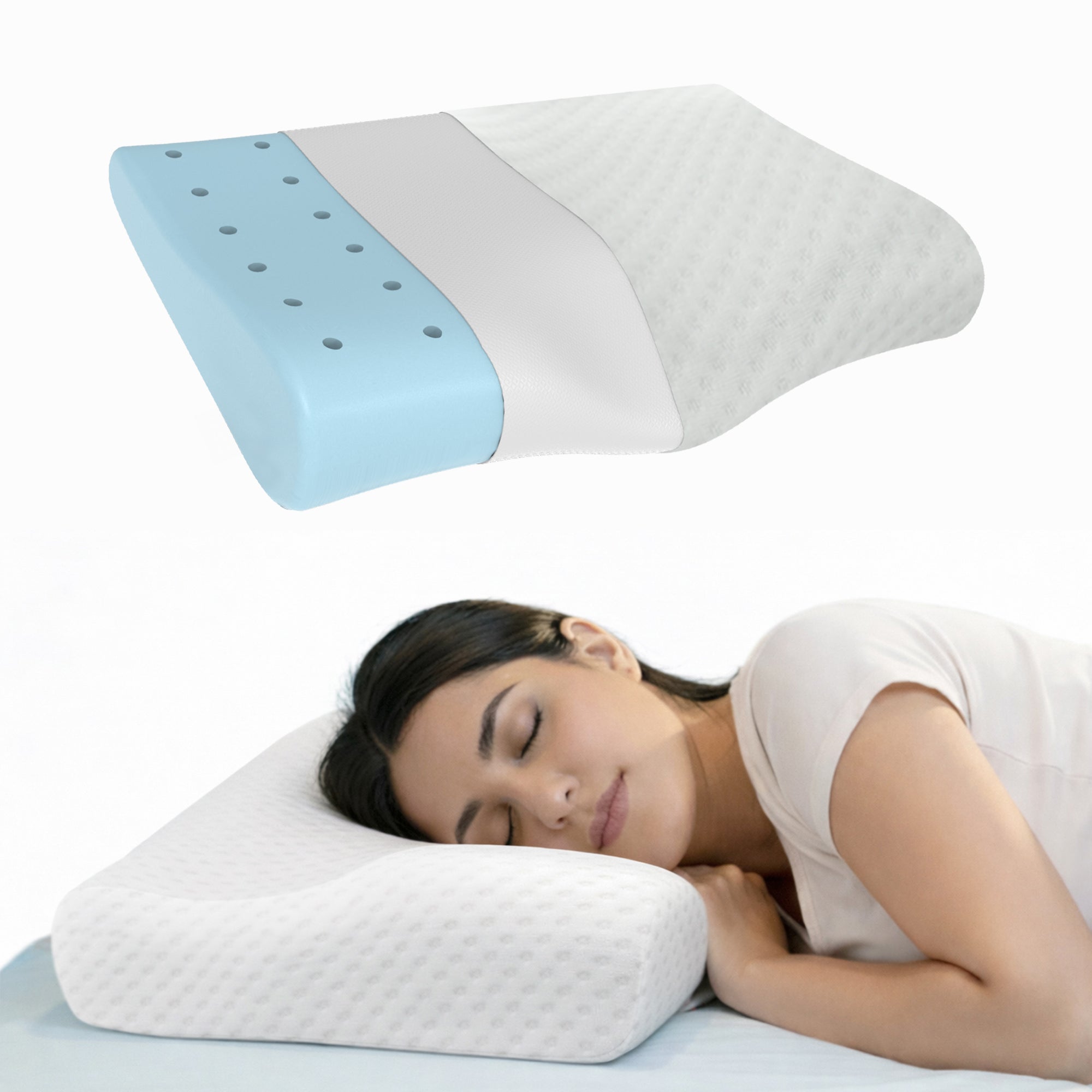 Wellgiver Contour Cervical Memory Foam Pillow - White