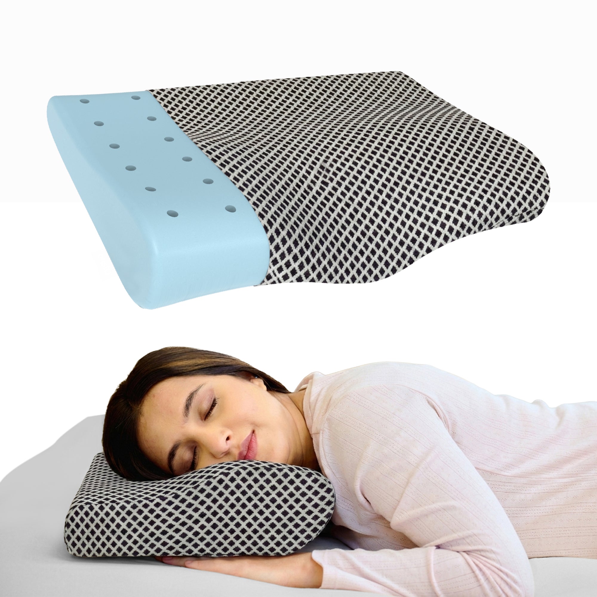 Wellgiver Contour Cervical Memory Foam Pillow - Midnight Blue