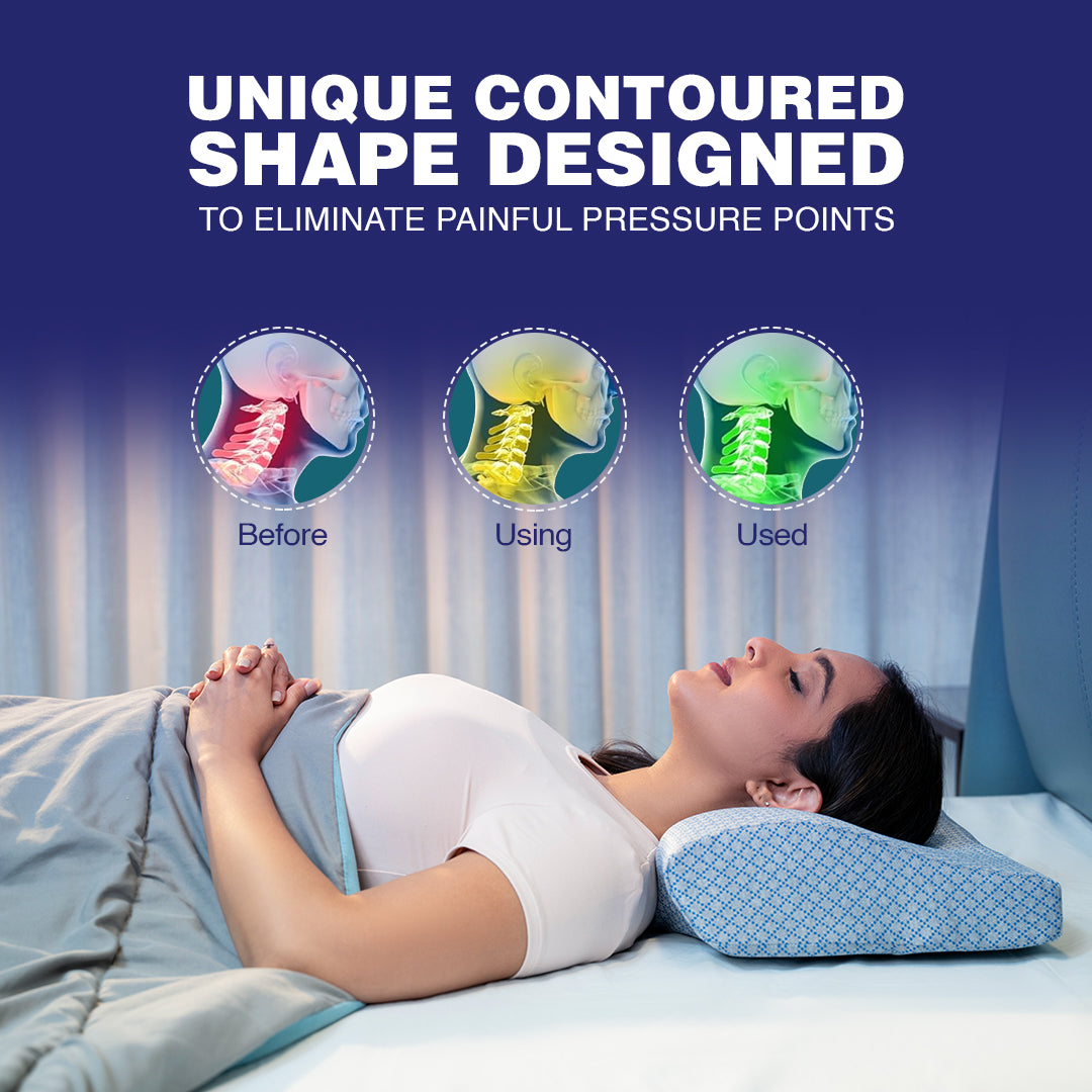 Wellgiver Contour Cervical Memory Foam Pillow - Blue