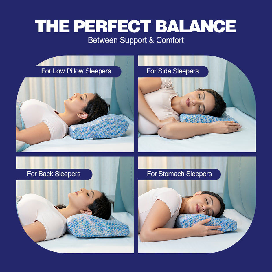 Wellgiver Contour Cervical Memory Foam Pillow - Blue