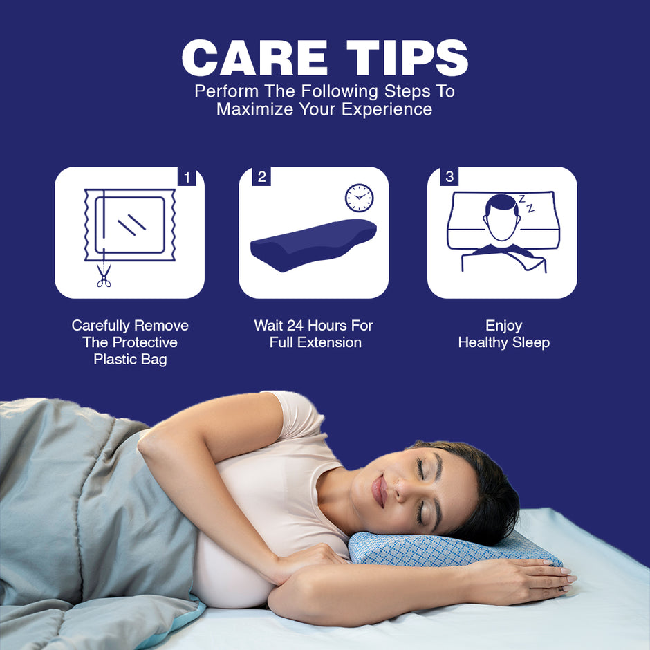 Wellgiver Contour Cervical Memory Foam Pillow - Blue
