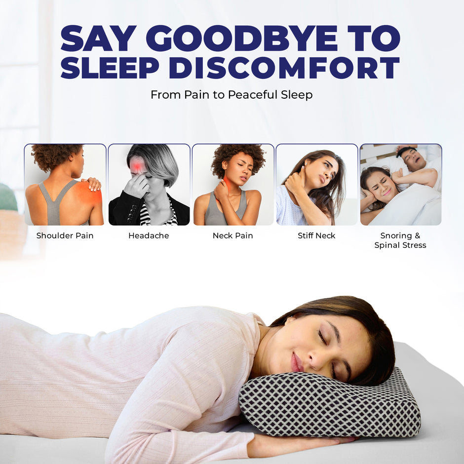 Wellgiver Contour Cervical Memory Foam Pillow - Midnight Blue