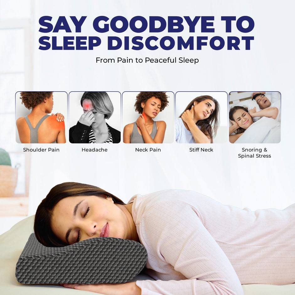 Wellgiver Contour Cervical Memory Foam Pillow - Black Plus