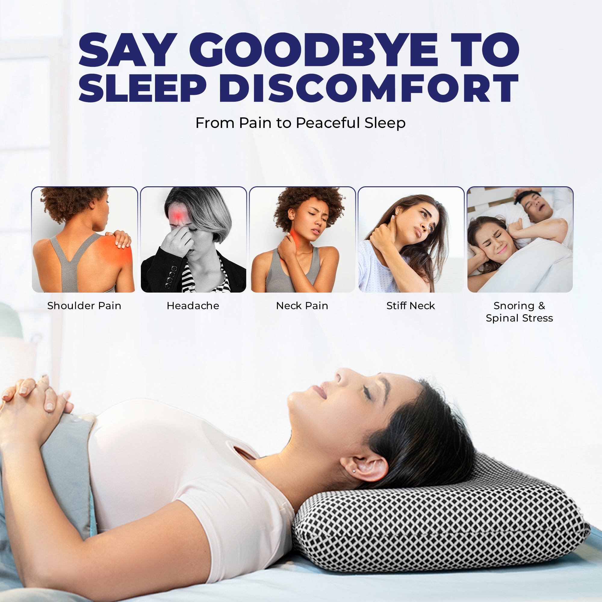 Wellgiver Memory Foam Sleeping Pillow - Midnight Blue