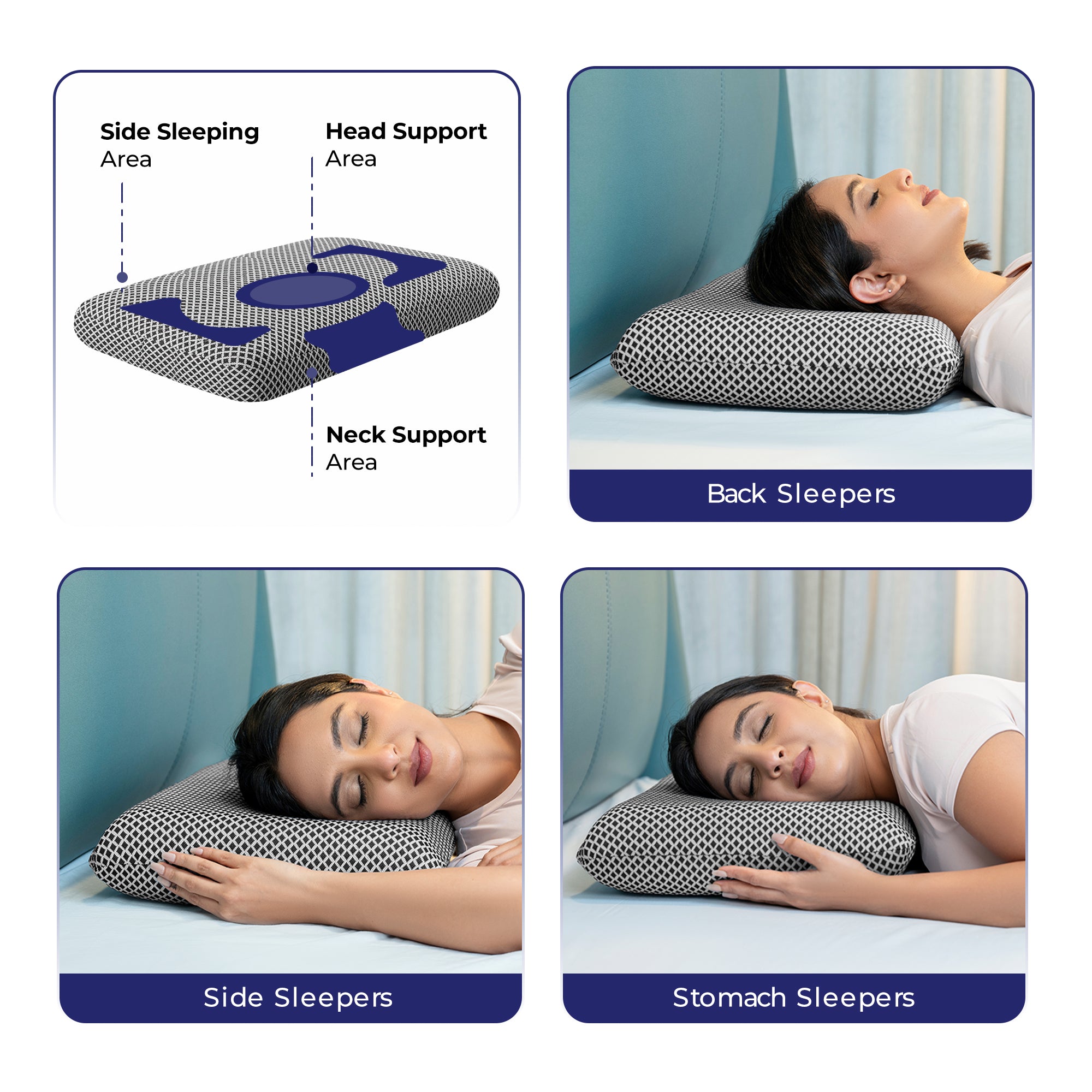 Wellgiver Memory Foam Sleeping Pillow - Midnight Blue